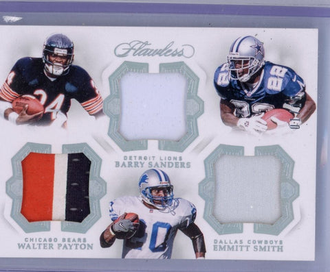 WALTER PAYTON / BARRY SANDERS / EMMITT SMITH - 2018 Football Flawless Triple Patch 1/10