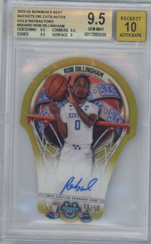 ROB DILLINGHAM - 2023-24 Basketball Bowman's Best Gold Buckets Auto 43/50 BGS 9.5