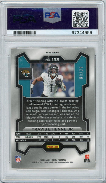 TRAVIS ETIENNE - 2023 Football Prizm Gold Sparkle 8/24 PSA 9