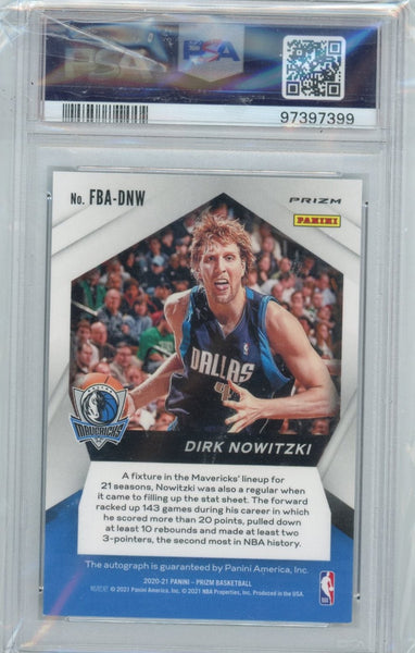 DIRK NOWITZKI - 2020-21 Basketball Prizm Fast Break Auto PSA 8