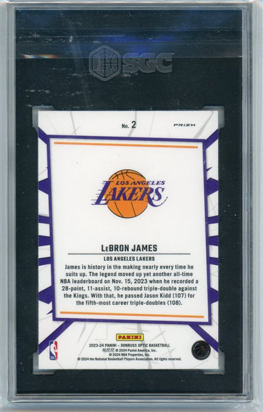 LEBRON JAMES - 2023-24 Basketball Optic "My House" Holo SGC 10