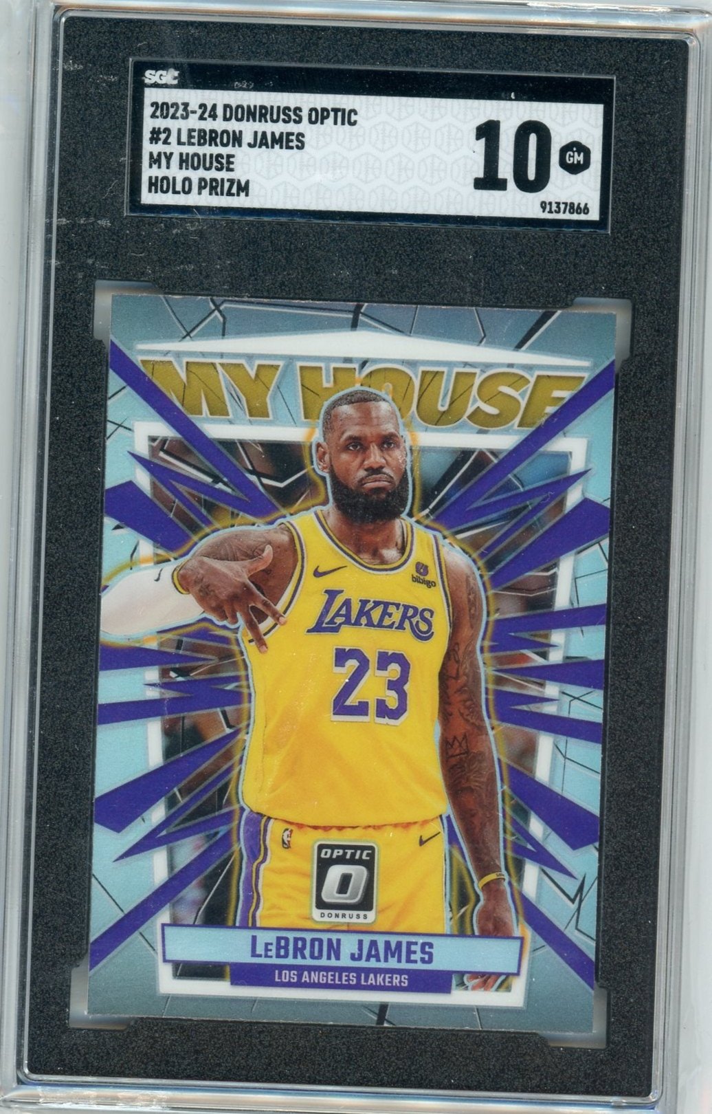 LEBRON JAMES - 2023-24 Basketball Optic "My House" Holo SGC 10