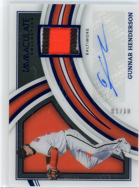 GUNNAR HENDERSON - 2022 Baseball Immaculate Rookie Patch Auto 4/10