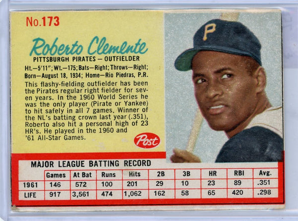 ROBERTO CLEMENTE - 1962 Baseball Post Cereal #173 Box