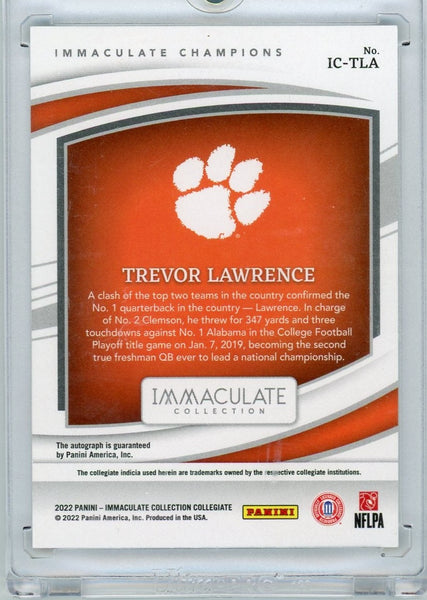 TREVOR LAWRENCE - 2022 Football Immaculate "Immaculate Champions" Auto 04/49
