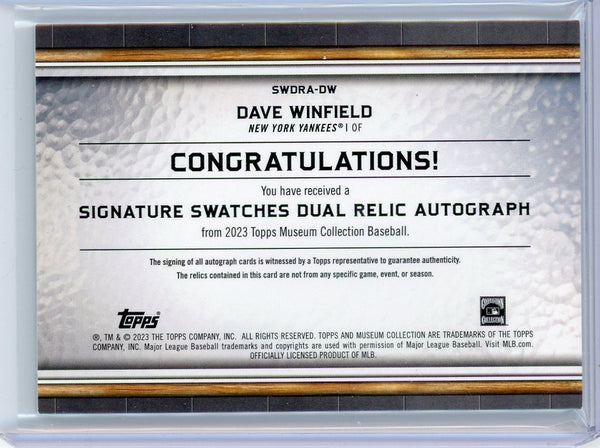 DAVE WINFIELD - 2023 Baseball Topps Museum Collection Signature Swatches Auto 187/199
