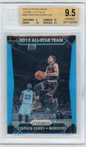 STEPHEN CURRY - 2015-16 Basketball Panini Prizm All Star Light Blue With LeBron 097/199