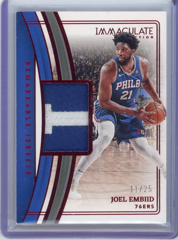 JOEL EMBIID - 2022-23 Basketball Panini Immaculate Remarkable Jerseys Red 11/25