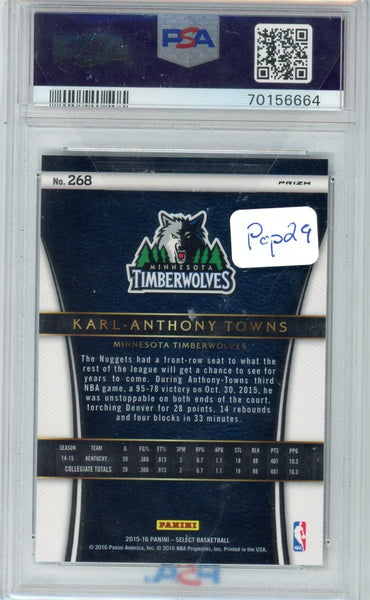KARL-ANTHONY TOWNS - 2015-16 Basketball Select Courtside Rookie Silver PSA 10