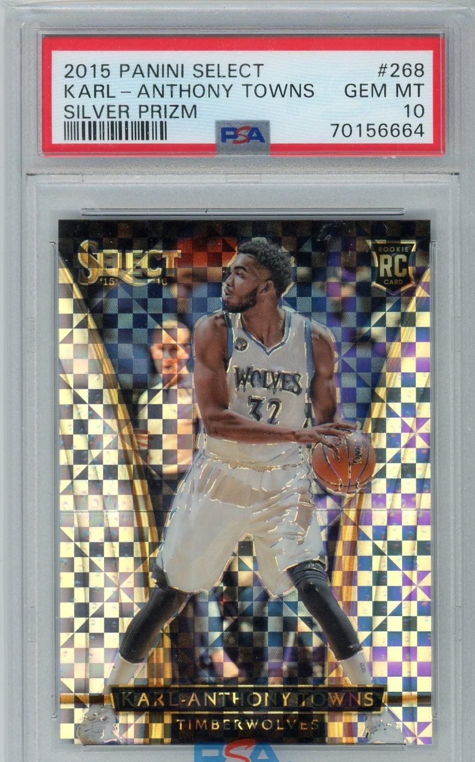 KARL-ANTHONY TOWNS - 2015-16 Basketball Select Courtside Rookie Silver PSA 10