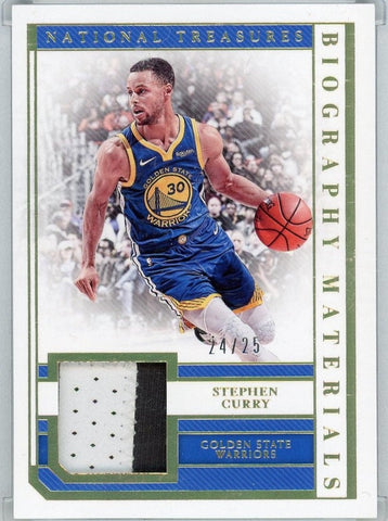 STEPHEN CURRY - 2018-19 Basketball Panini National Treasures Biography Materials Patch 24/25