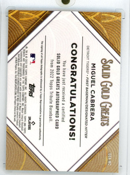 MIGUEL CABRERA - 2022 Baseball Tribute "Solid Gold Greats" Auto 22/25