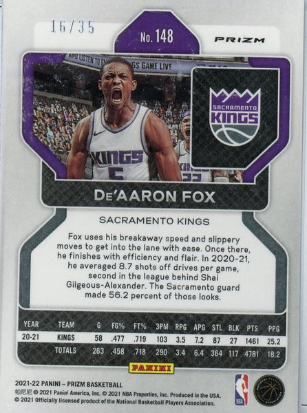 DE'AARON FOX - 2021-22 Basketball Prizm Purple Pulsar 16/35