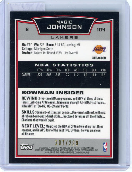 MAGIC JOHNSON - 2008-09 Basketball Bowman Chrome X-Fractor 207/299