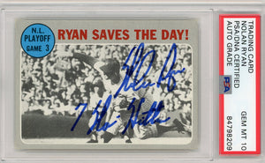 NOLAN RYAN - 1970 Baseball Topps "Ryan Saves The Day" IP Auto PSA/DNA