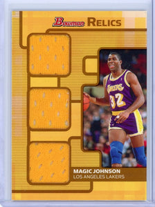 MAGIC JOHNSON - 2007 Basketball Bowman Relics Triple Relic 50/50