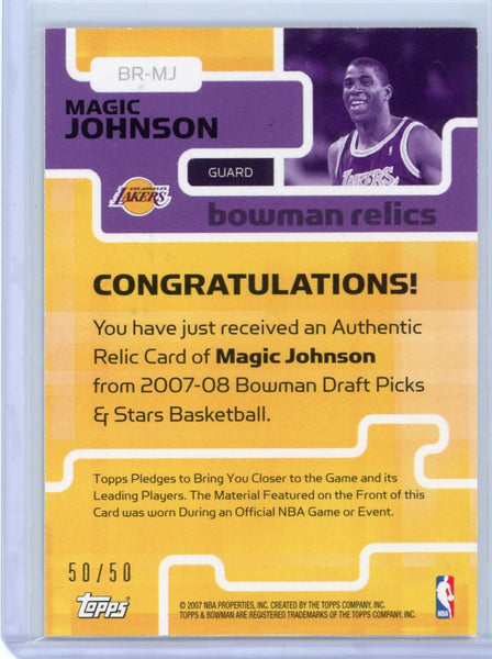 MAGIC JOHNSON - 2007 Basketball Bowman Relics Triple Relic 50/50