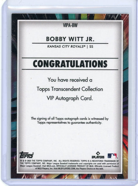 BOBBY WITT JR - 2023 Baseball Topps Transcendent VIP Auto 19/23