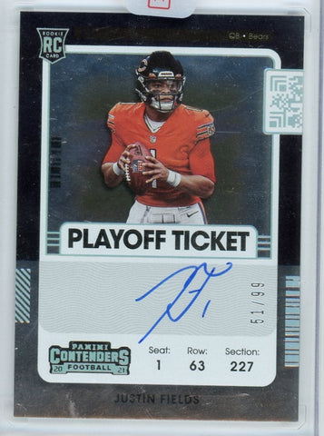 JUSTIN FIELDS - 2021 Football Contenders Playoff Ticket Rookie Auto 51/99