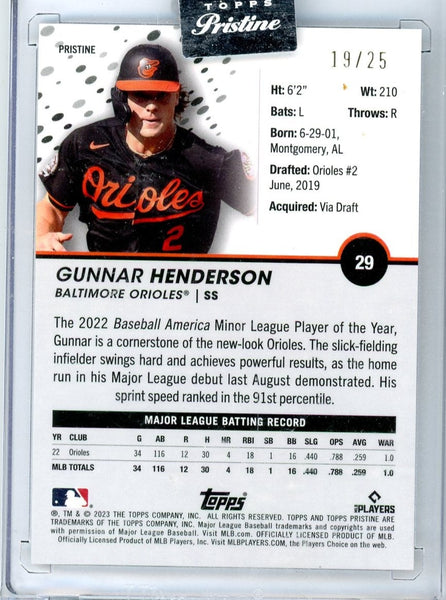 GUNNAR HENDERSON - 2023 Baseball Topps Pristine Orange Refractor Rookie 19/25