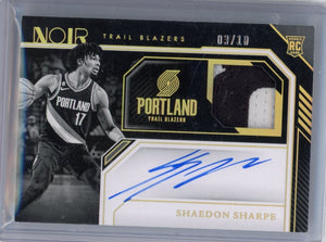 SHAEDON SHARPE - 2022-23 Basketball Noir Gold Rookie Patch Auto 3/10