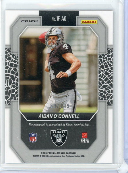 AIDAN O'CONNELL - 2023 Football Mosaic "In Focus" Red Auto Rookie 189/199