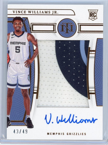 VINCE WILLIAMS JR - 2022-23 Basketball National Treasures Rookie Patch Auto 43/49
