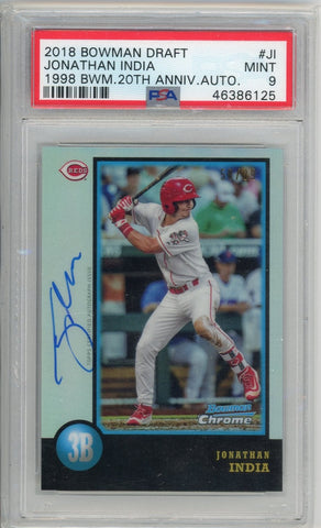 JONATHAN INDIA - 2018 Baseball Bowman Draft "1998 20th Anniversary" Prospect Auto PSA 9