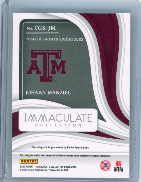 JOHNNY MANZIEL - 2023 Football Immaculate College Greats Auto 60/99