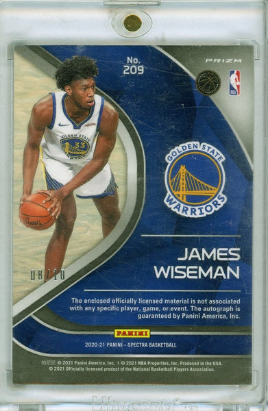JAMES WISEMAN - 2020-21 Basketball Spectra Rookie Patch Auto Gold 8/10
