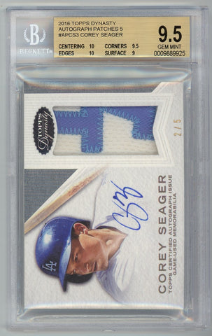 Corey Seager player worn jersey patch baseball card (Los Angeles