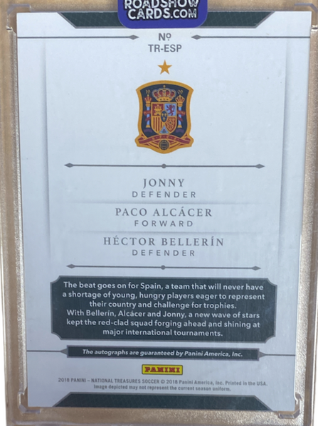 JONNY / PACO ALCACER /  HECTOR BELLERIN - 2018 Soccer National Treasures Triple Auto 11/35