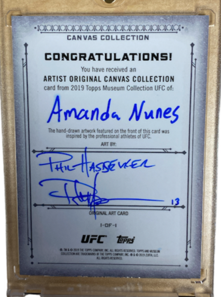 AMANDA NUNES - 2019 UFC Museum Collection "Canvas Collection" 1/1 Sketch