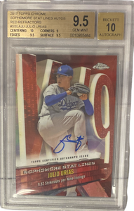 JULIO URIAS - 2017 Baseball Topps Chrome "Sophomore Stat Lines" Red Refractor Auto 1/5 BGS 9.5