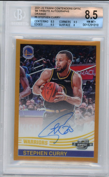 STEPHEN CURRY - 2021-22 Basketball Contenders Optic "84 Tribute" Orange Auto 13/15 BGS 8.5